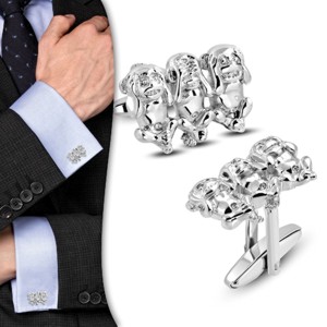 Steel Cufflinks - Monkey See, Hear, Speak no Evil